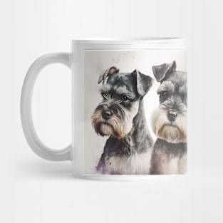 Two Miniature Schnauzers Playing Watercolour Painting Mug